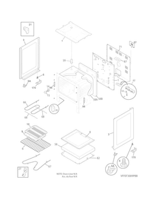 Body Diagram and Parts List for FFEF3009PWD  Frigidaire Range