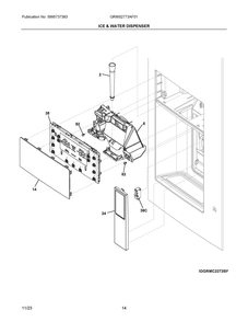 Ice And Water Dispenser Diagram and Parts List for GRMS2773AF01  Frigidaire Refrigerator