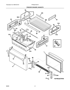 Freezer Drawer, Baskets Diagram and Parts List for FPBG2278UF4  Frigidaire Refrigerator