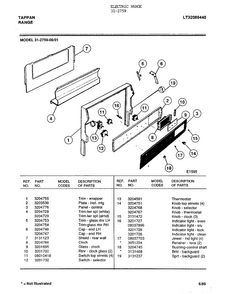 Electric Range Page 7 Diagram and Parts List for 31-2759  Tappan Range
