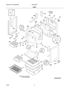 Body Diagram and Parts List for HES3063C2  Frigidaire Range