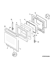 Door Diagram and Parts List for CFEF3024RWA  Frigidaire Range