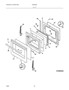 Door Diagram and Parts List for 70462040C  Frigidaire Range