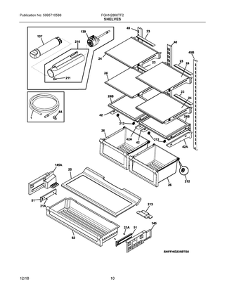 Shelves Diagram and Parts List for FGHN2868TF2  Frigidaire Refrigerator