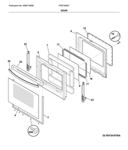 Door Diagram and Parts List for FFEF3054TWH  Frigidaire Range