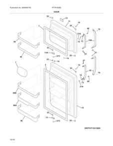 Doors Diagram and Parts List for FFTR1828SP0  Frigidaire Refrigerator