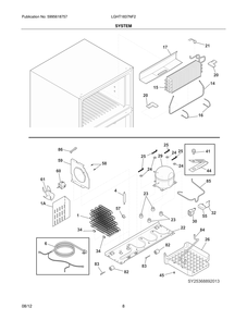 System Diagram and Parts List for LGHT1837NF2  Frigidaire Refrigerator