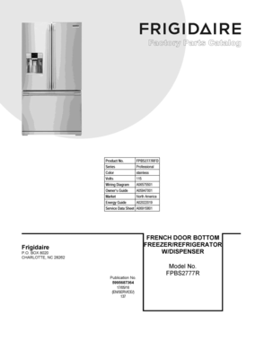 01 - COVER SHEET Diagram and Parts List for FPBS2777RFD  Frigidaire Refrigerator