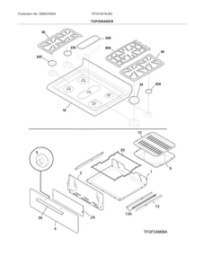 Top/drawer Diagram and Parts List for FFGF3019LBD  Frigidaire Range