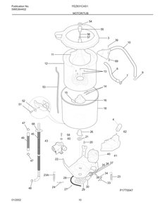 Motor/Tub Diagram and Parts List for FEZ831CAS1  Frigidaire Dryer