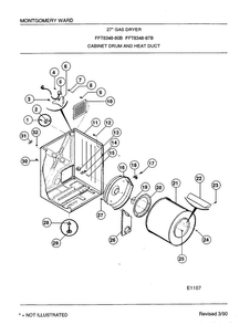 Cabinet Drum And Heat Duct Diagram and Parts List for 8348B  Frigidaire Dryer