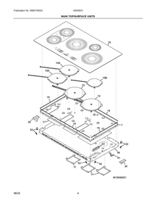 Main Top/Surface Units Diagram and Parts List for 10540531  Frigidaire Cooktop