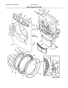 Front Panel/Lint Filter Diagram and Parts List for ELFE733CAW0  Frigidaire Dryer
