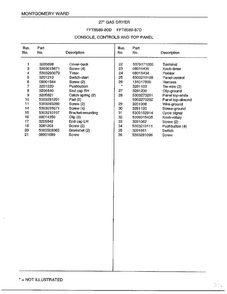 Console/controls And Top Panel Page 2 Diagram and Parts List for 8589-80D  Frigidaire Dryer