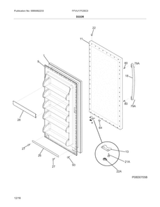 Door Diagram and Parts List for FFVU17F2SC0  Frigidaire Freezer