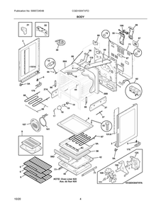 Body Diagram and Parts List for CGEH3047VFD  Frigidaire Range