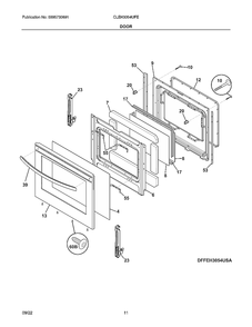 Door Diagram and Parts List for CLEH3054UFE  Electrolux Range