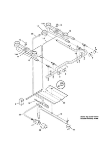 Burner Diagram and Parts List for FGF316WGSG  Frigidaire Range
