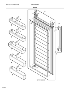 Door Diagram and Parts List for FPRU19F8WF2  Frigidaire Refrigerator