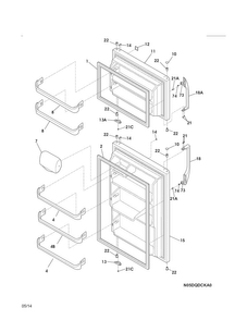 Doors Diagram and Parts List for 2536178901B  Kenmore Refrigerator