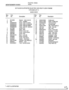 Basic Body Page 2 Diagram and Parts List for 4820A  Frigidaire Range