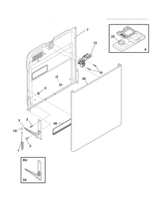 Door Diagram and Parts List for FDB520RHB3  Frigidaire Dishwasher