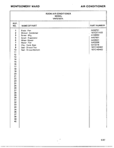Air Conditioner Page 8 Diagram and Parts List for 5187A  Frigidaire Air Conditioner
