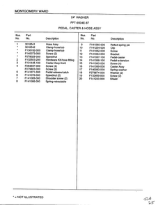 Pedal, Caster And Hose Assembly Page 2 Diagram and Parts List for 6504E  Frigidaire Washer