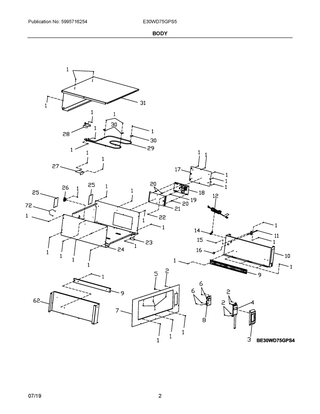 Body Diagram and Parts List for E30WD75GPS5  Frigidaire Warming Drawer