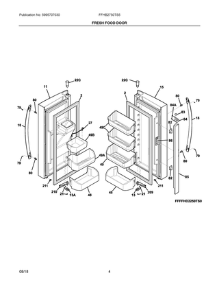 Fresh Food Door Diagram and Parts List for FFHB2750TS5  Frigidaire Refrigerator