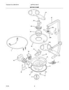 Motor And Pump Diagram and Parts List for GDPP4517AD1B  Frigidaire Dishwasher