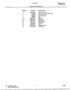 Air Handling Parts Page 2 Diagram and Parts List for 5177004A  Frigidaire Air Conditioner