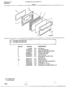 Door Diagram and Parts List for 2864  Frigidaire Range