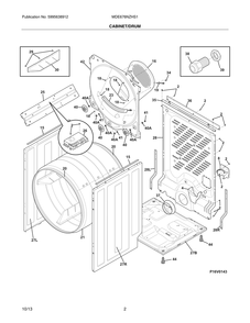 Cabinet/Drum Diagram and Parts List for MDE676NZHS1  Frigidaire Dryer