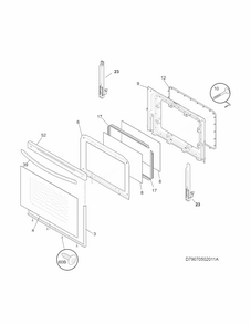 Door Diagram and Parts List for 79093019311  Kenmore Range