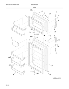 Doors Diagram and Parts List for FRT18L4JWP  Frigidaire Refrigerator