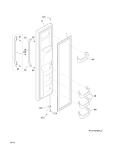 Freezer Door Diagram and Parts List for FFEX2315QM0  Frigidaire Refrigerator