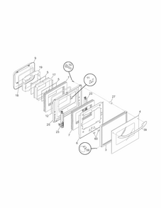 Door Diagram and Parts List for 79040454803  Kenmore Wall Oven