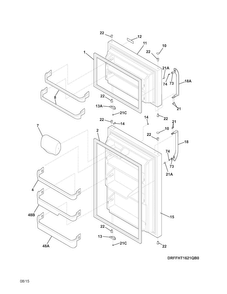 Doors Diagram and Parts List for FFHT1621QS2  Frigidaire Refrigerator