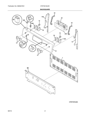 03 - BACKGUARD Diagram and Parts List for CFEF3018LMH  Frigidaire Range