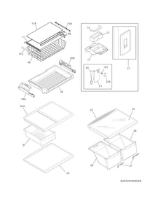 Shelves Diagram and Parts List for FGHI1865SE0  Frigidaire Refrigerator