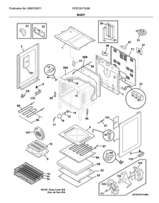 Body Diagram and Parts List for CFEF3017USB  Frigidaire Range