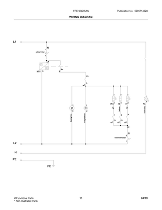 Wiring Diagram Diagram and Parts List for FFEH2422UW  Frigidaire Range