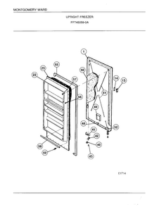Upright Freezer Diagram and Parts List for 45059A  Frigidaire Freezer