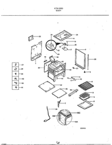 Body Diagram and Parts List for 2893  Frigidaire Range