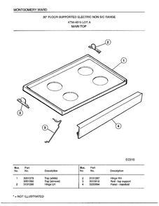 Range/ Main Top Diagram and Parts List for 4819A  Frigidaire Range