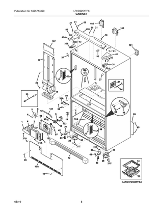 Cabinet Diagram and Parts List for LFHD2251TF6  Frigidaire Refrigerator