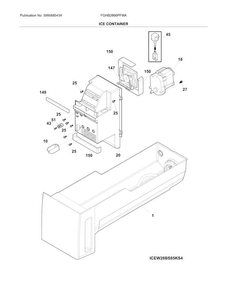 Ice Container Diagram and Parts List for FGHB2866PFMA  Frigidaire Refrigerator