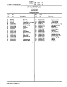 Transmission Page 2 Diagram and Parts List for 6339A  Frigidaire Washer