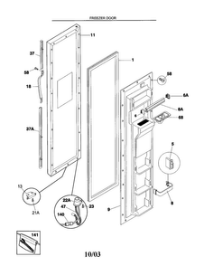 Freezer Door Diagram and Parts List for FRS26KR4JW1  Frigidaire Refrigerator